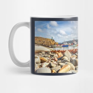 Clovelly Wooden fishing Boats, North Devon, England Mug